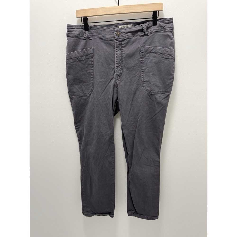 Frye & Co Womens Gray Utility Pants Size 14 Stretch Cotton Straight‎ Leg Pockets